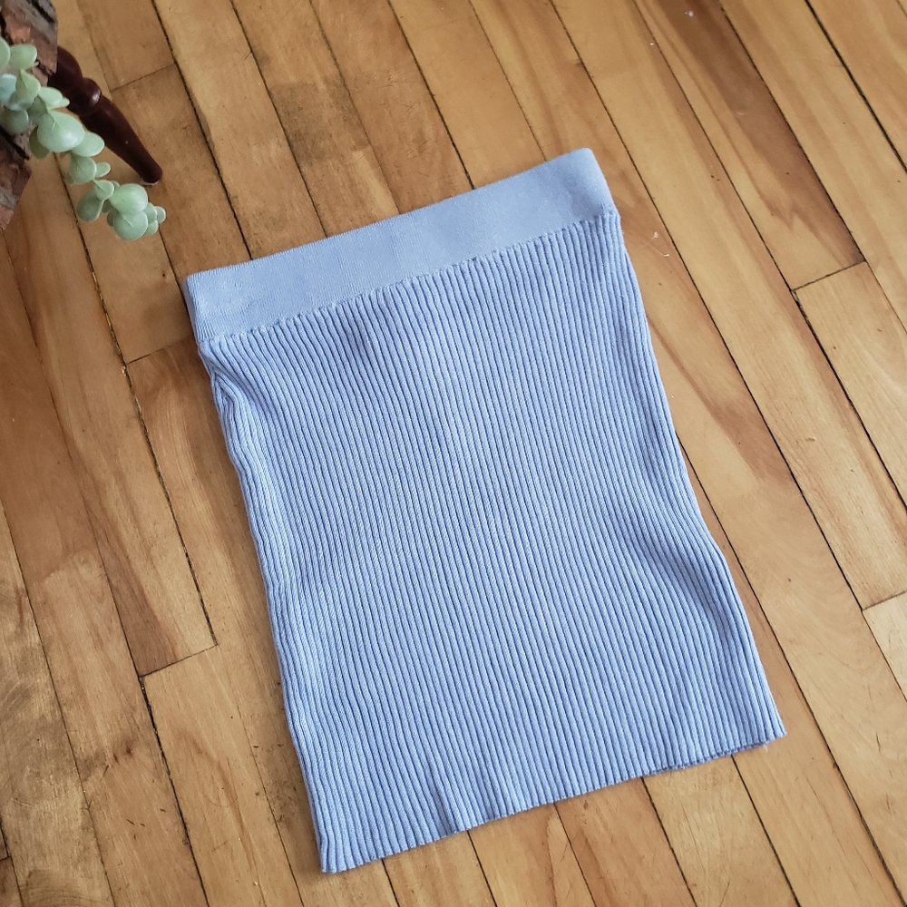 🏷Pink Rose NWOT Mini Knit Ribbed Skirt - Light Blue - Size XS